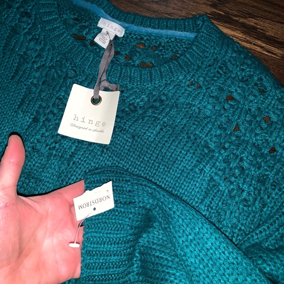 Sea Siren Green Cropped Soft Crochet Sweater L - Picture 4 of 6